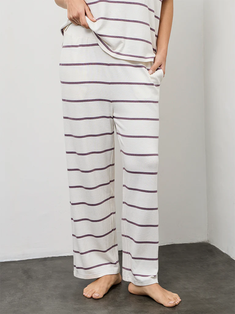 Wunderlove White Striped High-Rise Pants - Image 2