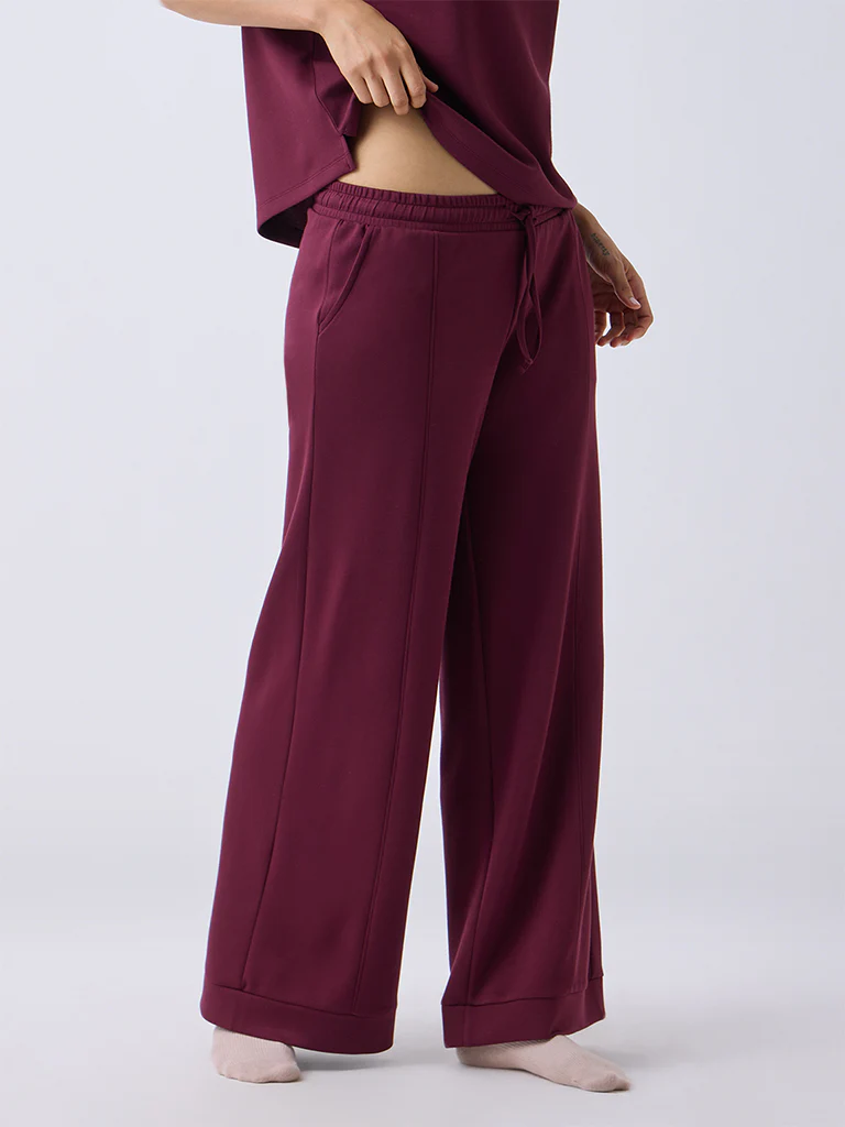Wunderlove Wine High-Rise Pants - Image 2