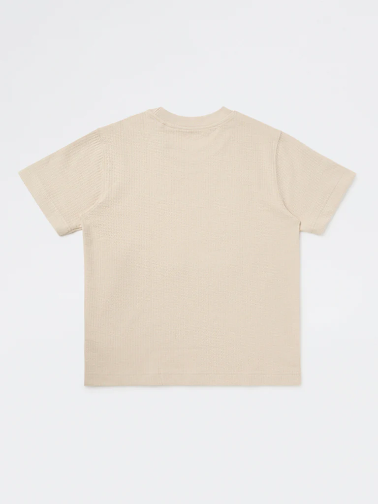 Y&F Kids Boys Beige Printed Cotton-Blend T-Shirt - Image 4