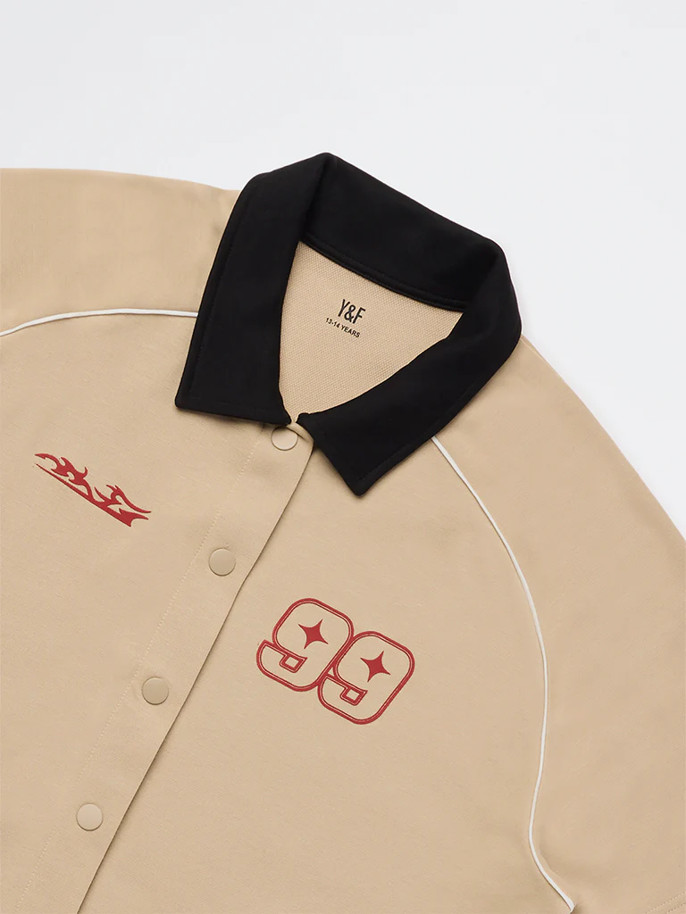 Y&F Kids Boys Beige Printed Shirt - Image 3
