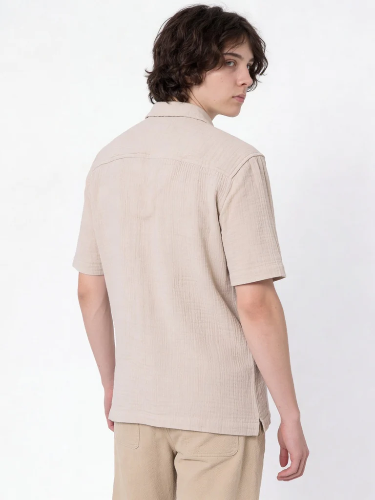Y&F Kids Boys Beige Solid Textured Cotton Shirt - Image 2