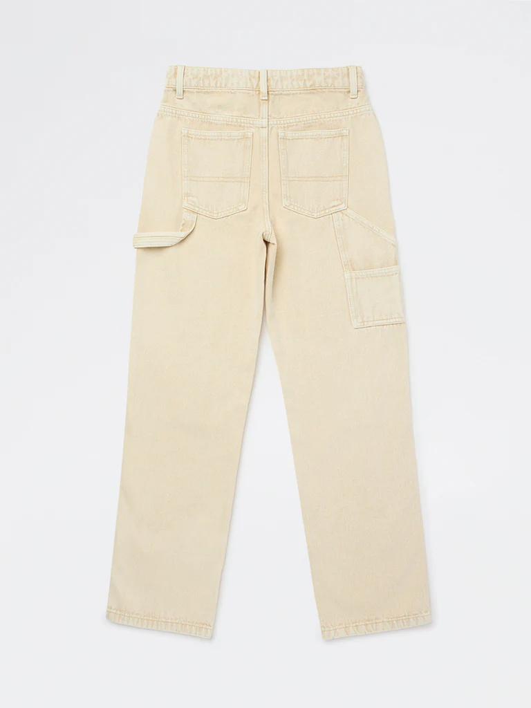 Y&F Kids Boys Beige Straight-Fit Mid-Rise Jeans - Image 2