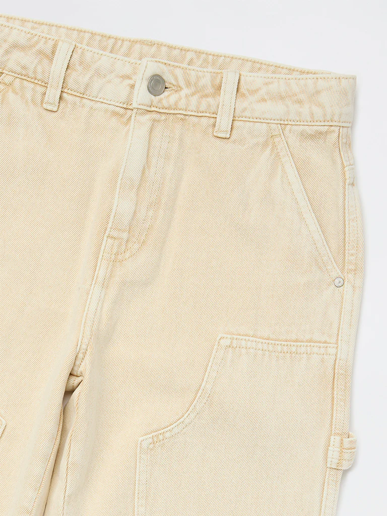 Y&F Kids Boys Beige Straight-Fit Mid-Rise Jeans - Image 3