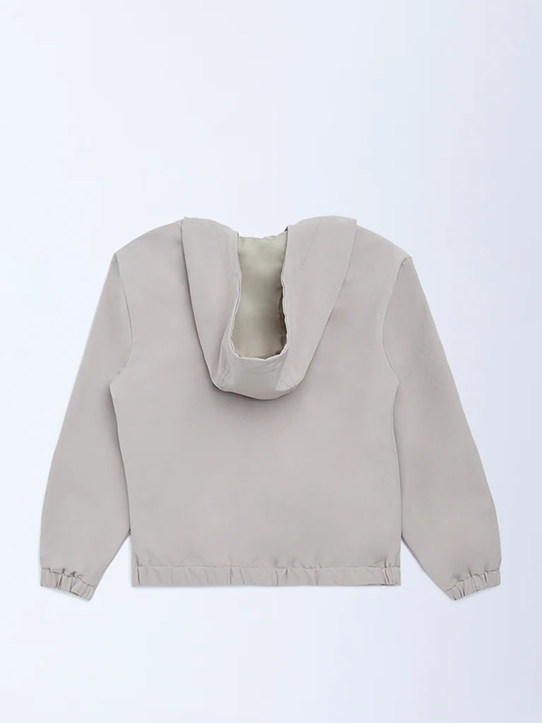 Y&F Kids Boys Beige Text Detailed Hooded Jacket - Image 2