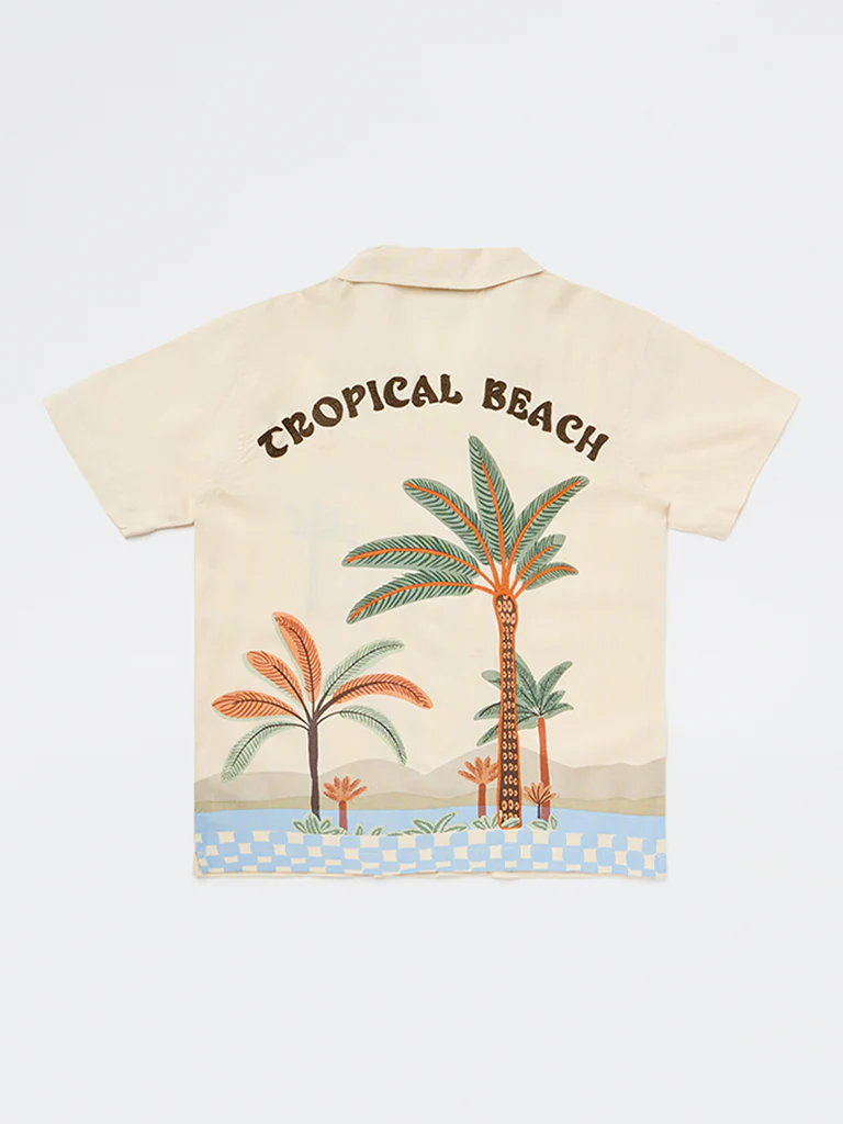 Y&F Kids Boys Beige Tropical Printed Shirt - Image 4