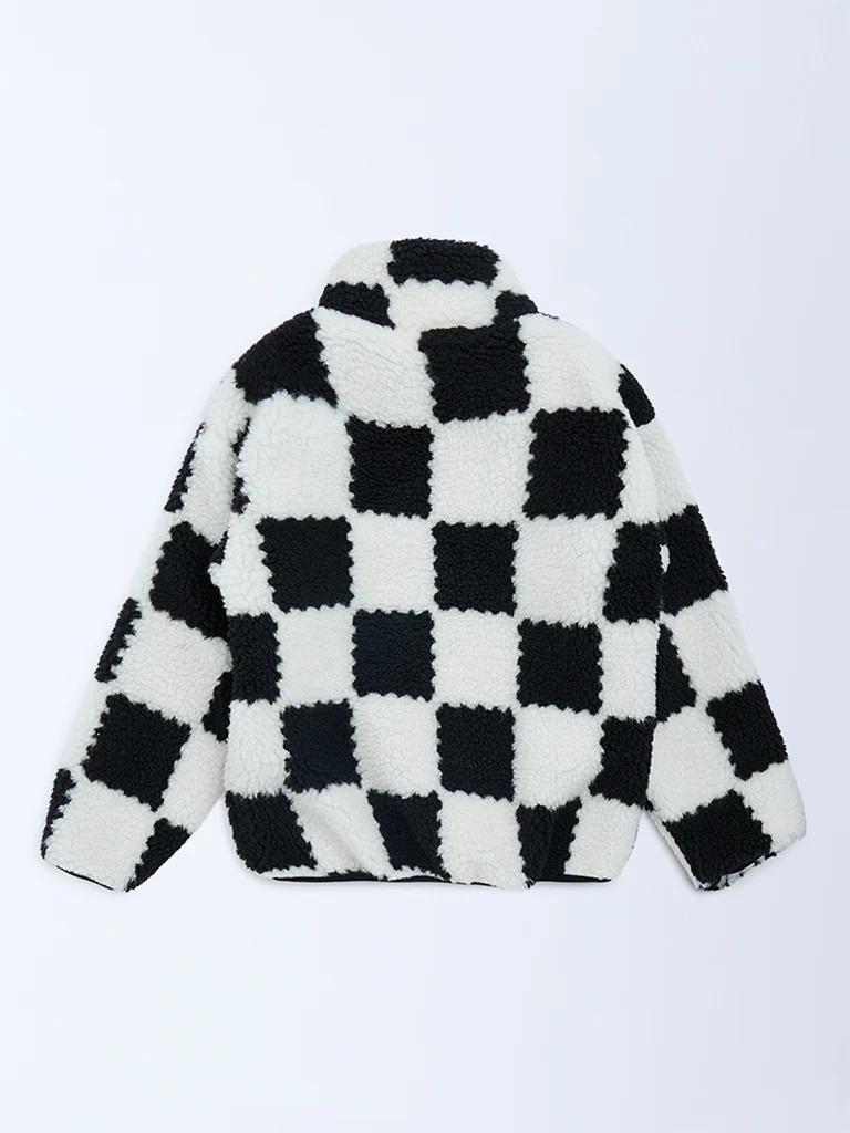Y&F Kids Boys Black and White Fleece Jacket - Image 2