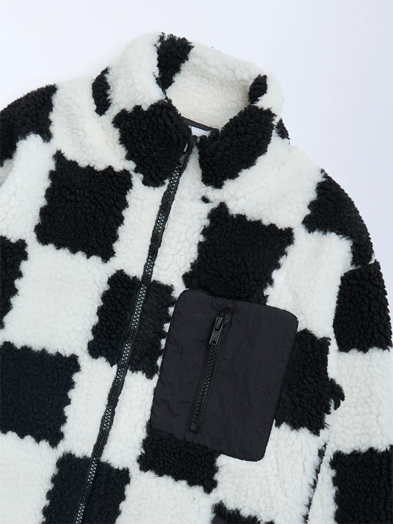 Y&F Kids Boys Black and White Fleece Jacket - Image 3