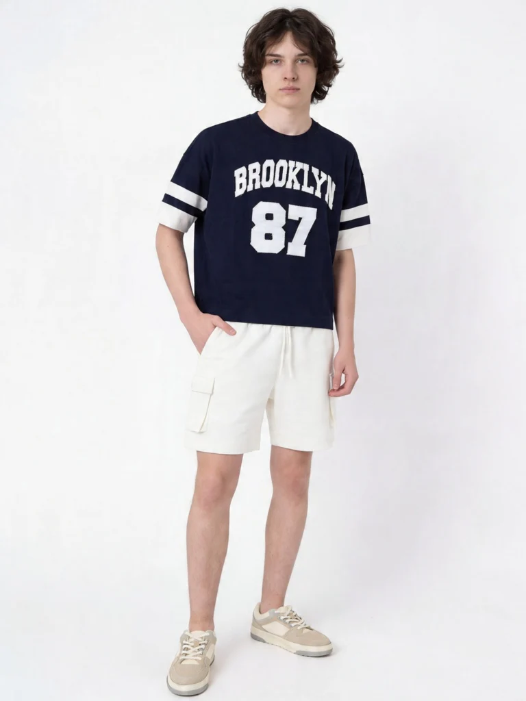 Y&F Kids Boys Black Brooklyn Graphic Print Cotton T-Shirt