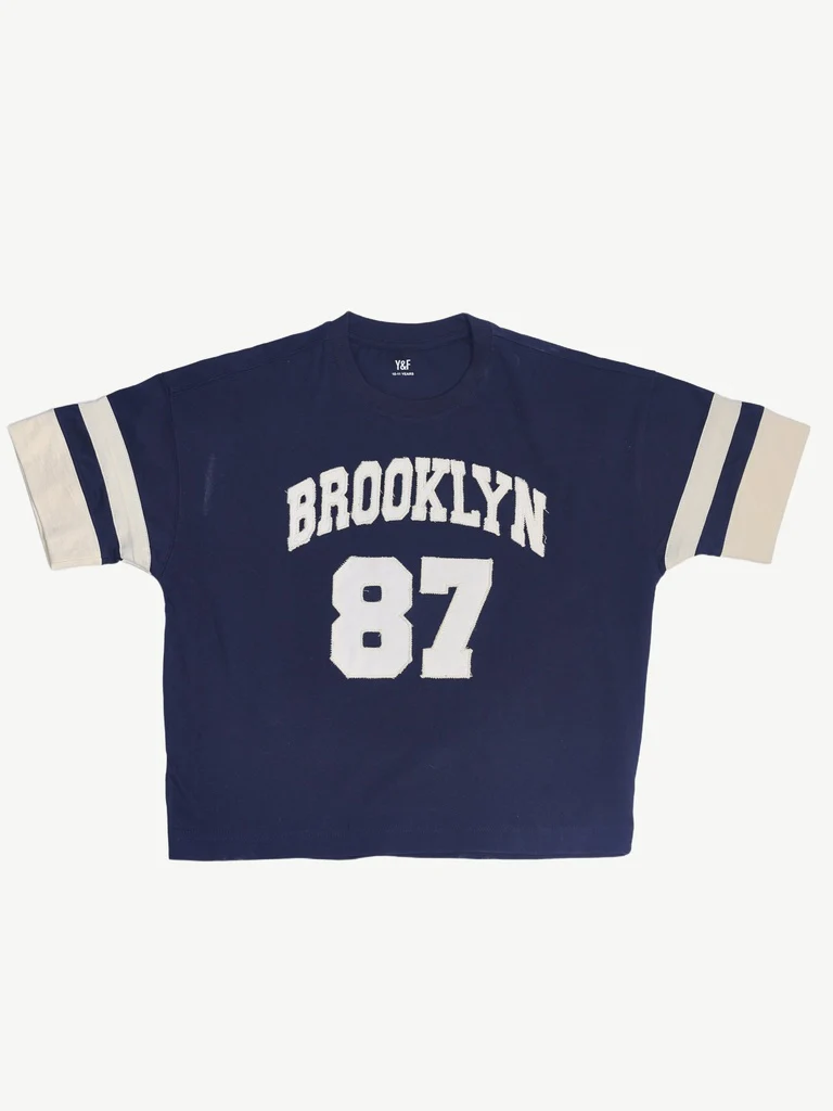 Y&F Kids Boys Black Brooklyn Graphic Print Cotton T-Shirt - Image 3