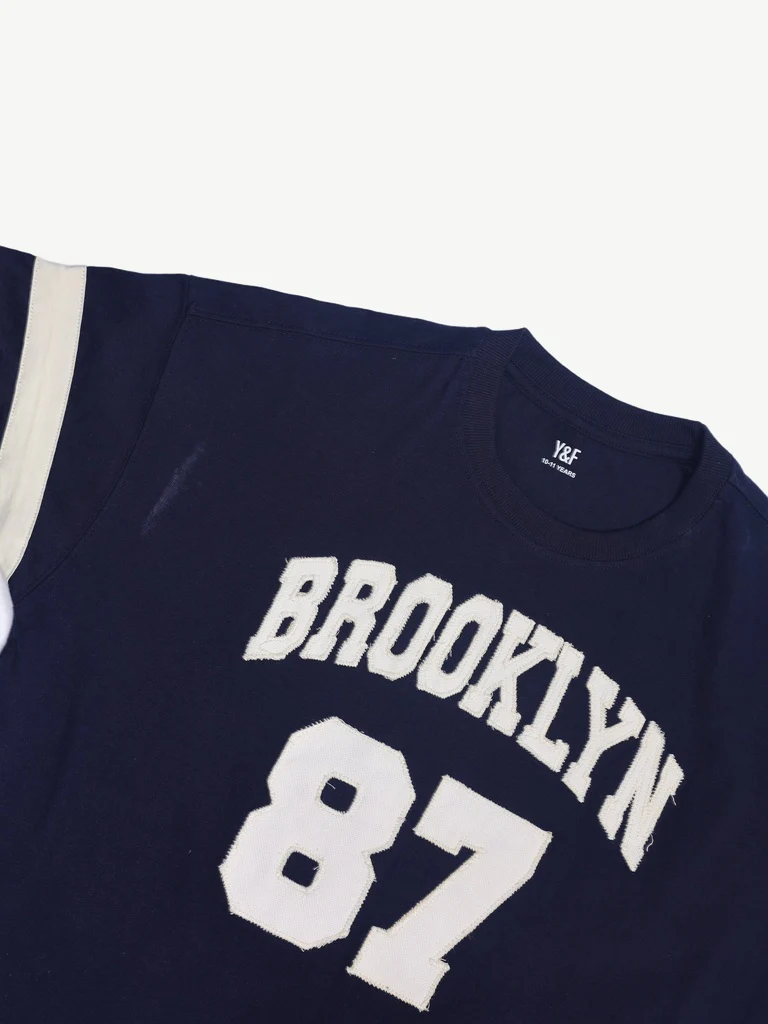 Y&F Kids Boys Black Brooklyn Graphic Print Cotton T-Shirt - Image 5