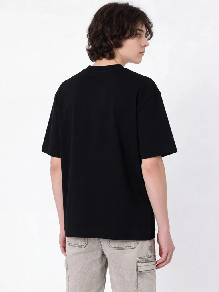 Y&F Kids Boys Black Embossed Cotton T-Shirt - Image 2