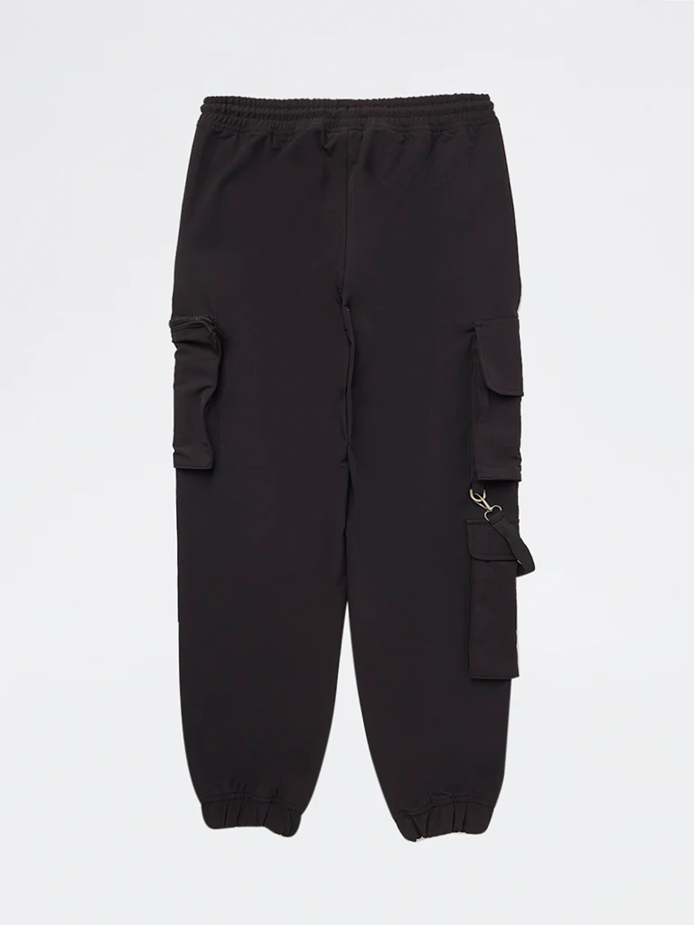 Y&F Kids Boys Black Mid-Rise Cargo Pants - Image 3