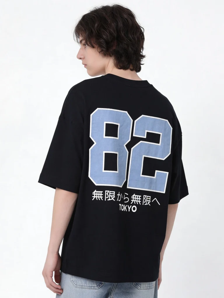 Y&F Kids Boys Black Printed Cotton T-Shirt - Image 2