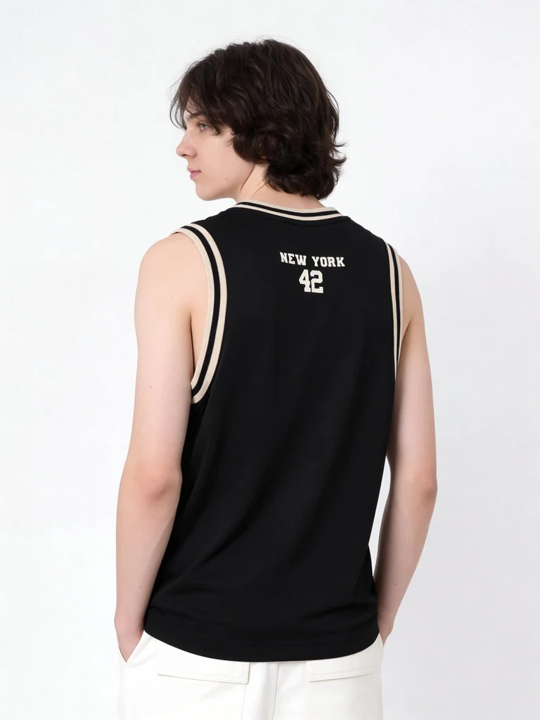 Y&F Kids Boys Black Printed Sleeveless T-Shirt - Image 2