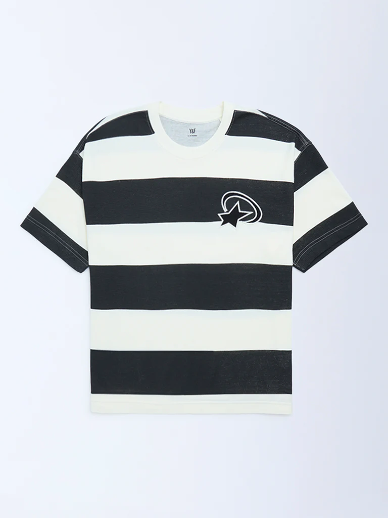 Y&F Kids Boys Black Striped T-Shirt - Image 3