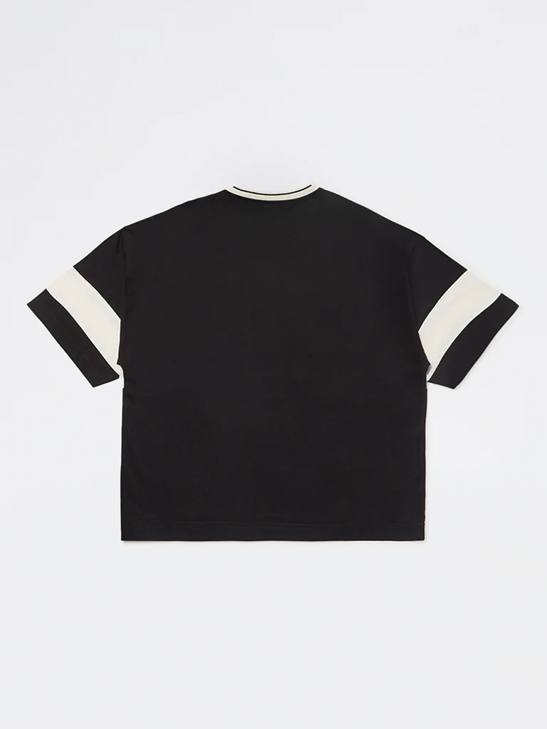 Y&F Kids Boys Black Text Design Cotton T-Shirt - Image 2