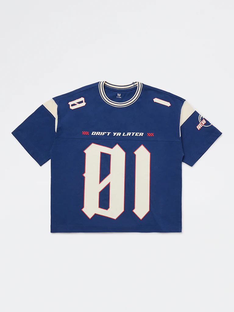 Y&F Kids Boys Blue Graphic Printed Cotton T-Shirt