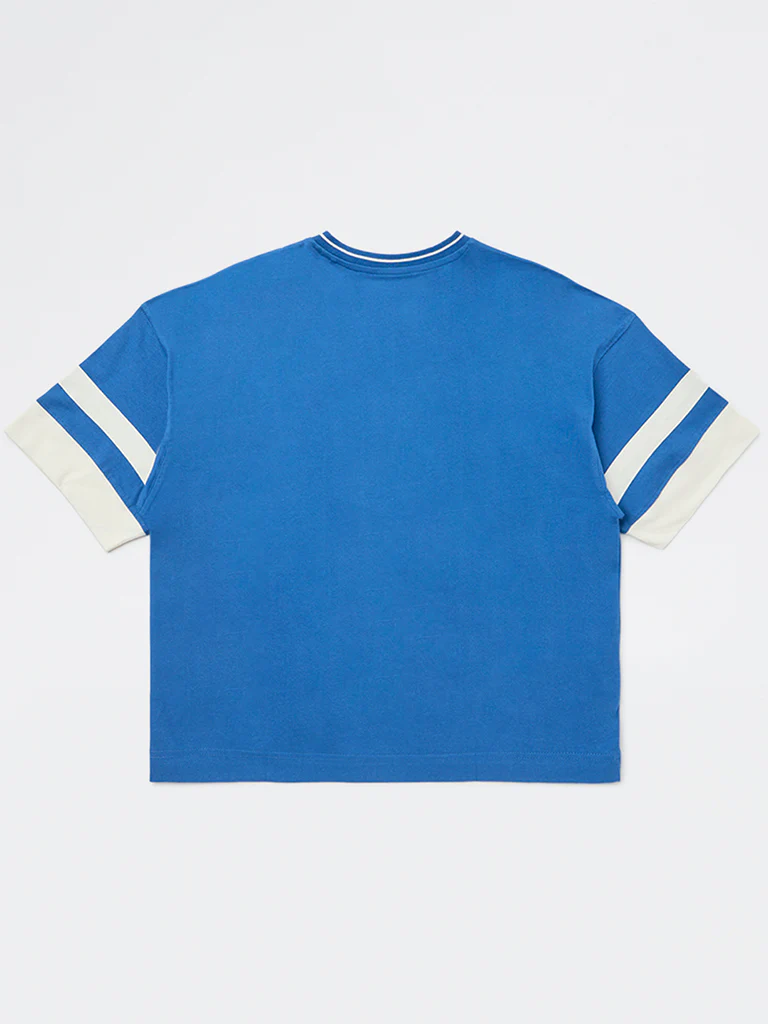 Y&F Kids Boys Blue Printed Cotton T-Shirt - Image 2