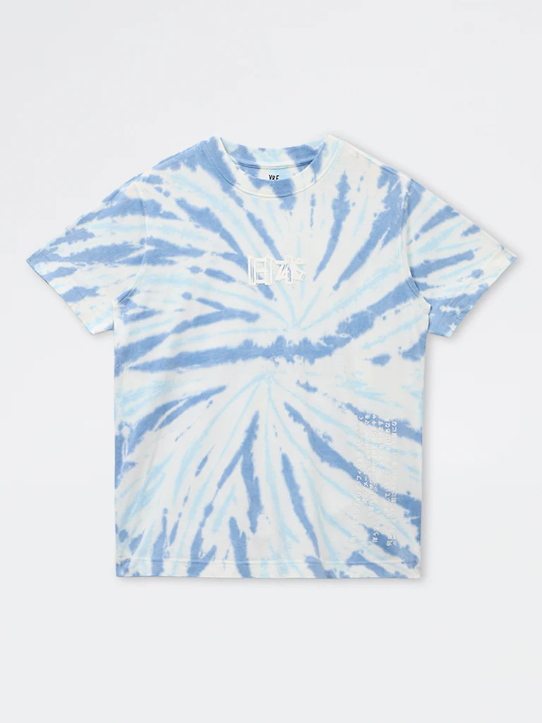 Y&F Kids Boys Blue Tie-Dye Cotton T-Shirt - Image 3