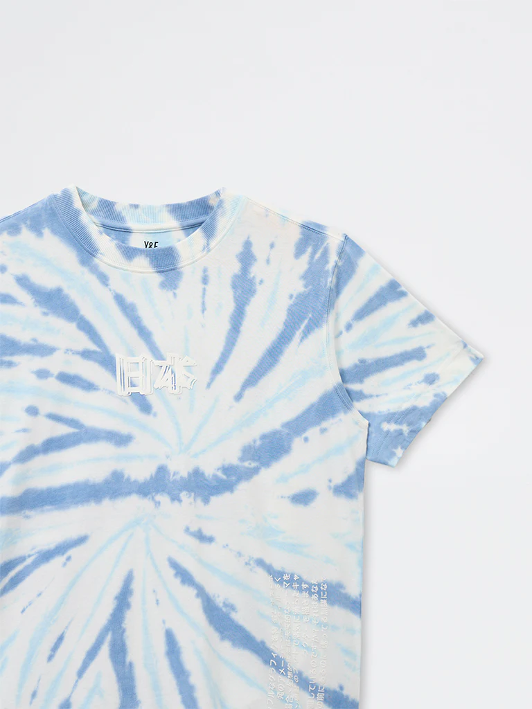 Y&F Kids Boys Blue Tie-Dye Cotton T-Shirt - Image 5