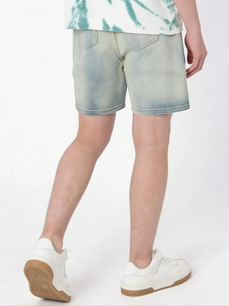 Y&F Kids Boys Blue Washed Mid-Rise Denim Cargo Shorts - Image 3
