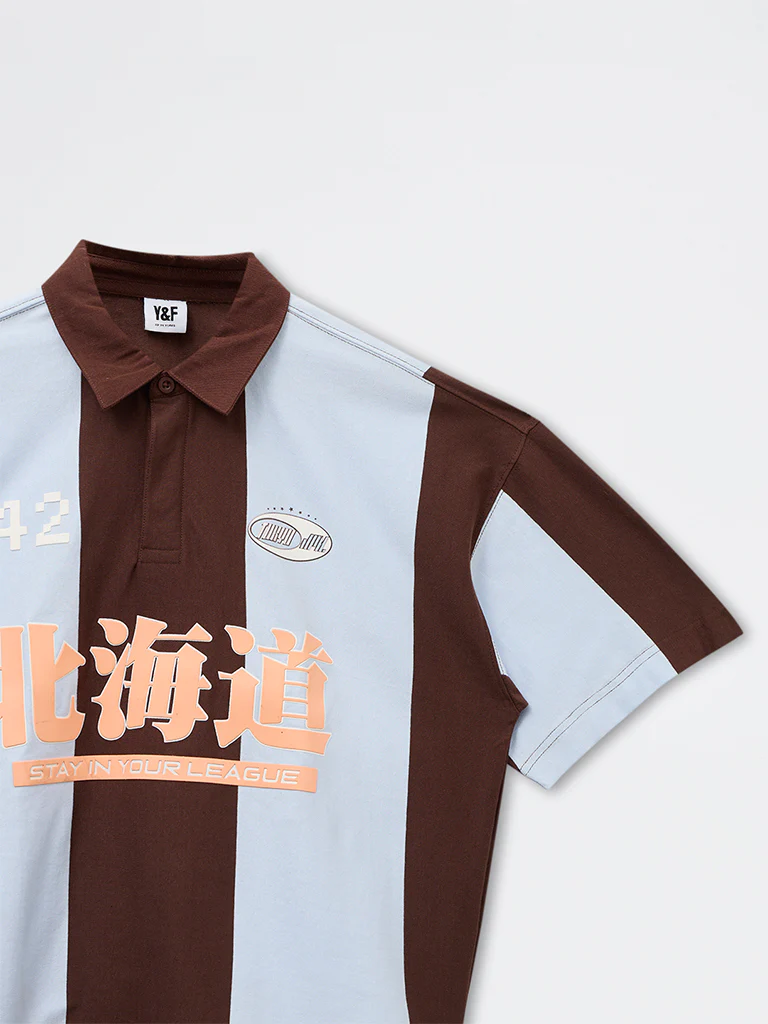 Y&F Kids Boys Brown Colour-Blocked Cotton Polo T-Shirt - Image 5