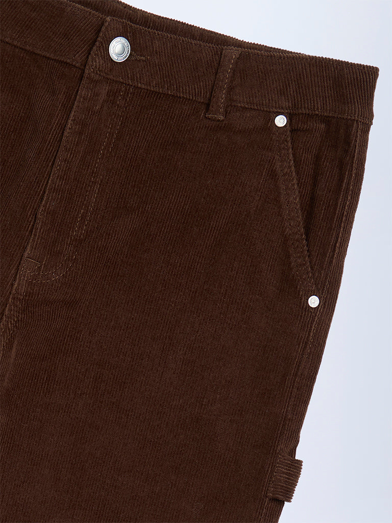 Y&F Kids Boys Brown Mid-Rise Corduroy Trousers - Image 3