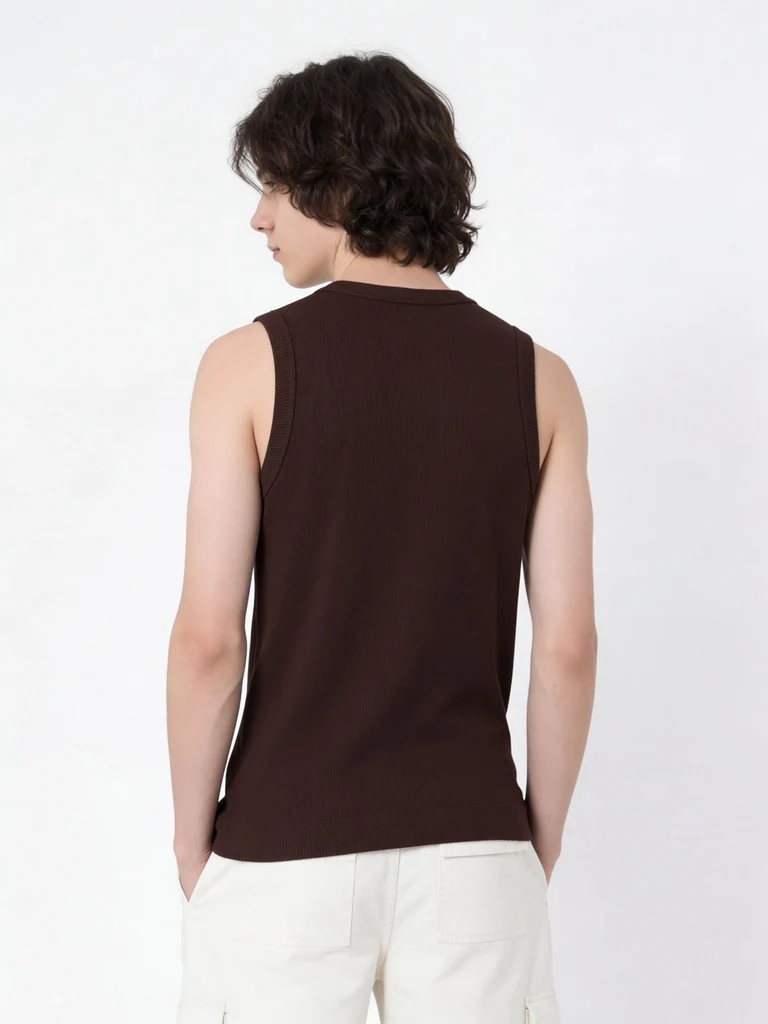 Y&F Kids Boys Brown Slim-Fit Cotton-Blend Vest - Image 3