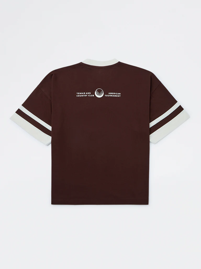 Y&F Kids Boys Brown Text Printed Cotton T-Shirt - Image 2