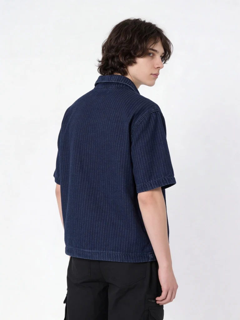 Y&F Kids Boys Dark Blue Zip-up Denim Shirt - Image 2