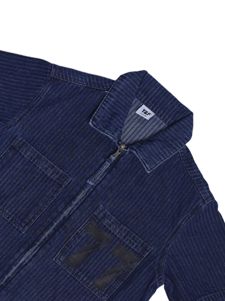 Y&F Kids Boys Dark Blue Zip-up Denim Shirt - Image 5