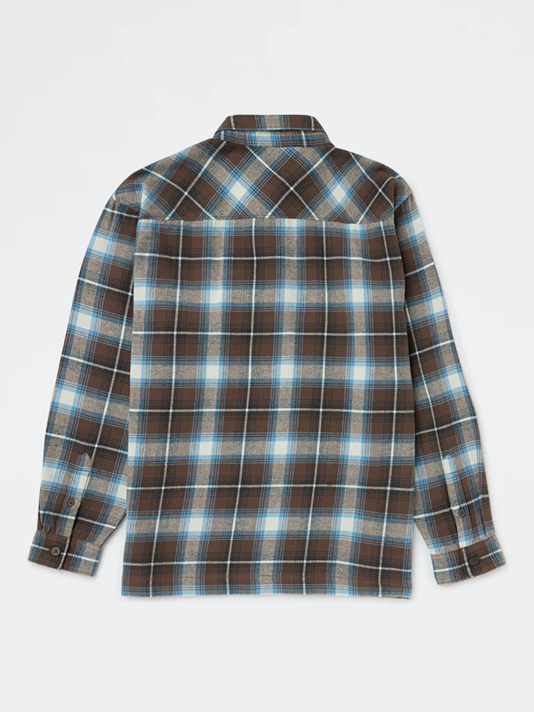 Y&F Kids Boys Dark Brown Check Cotton Shirt - Image 2