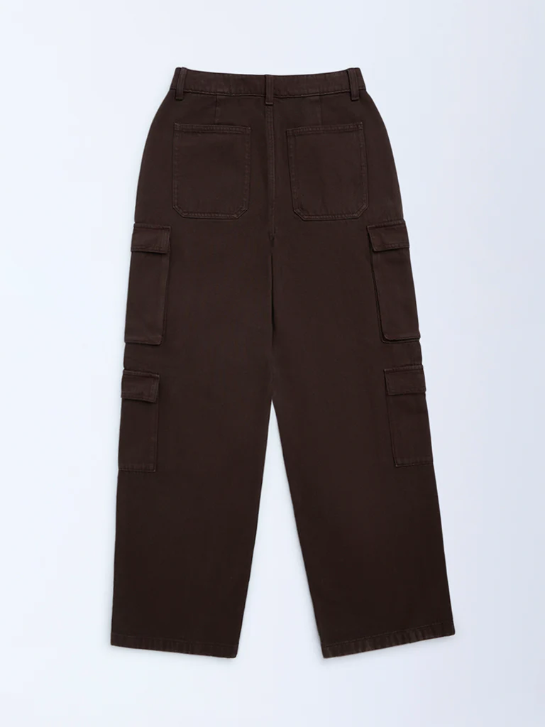 Y&F Kids Boys Dark Brown Mid-Rise Cargo Jeans - Image 2
