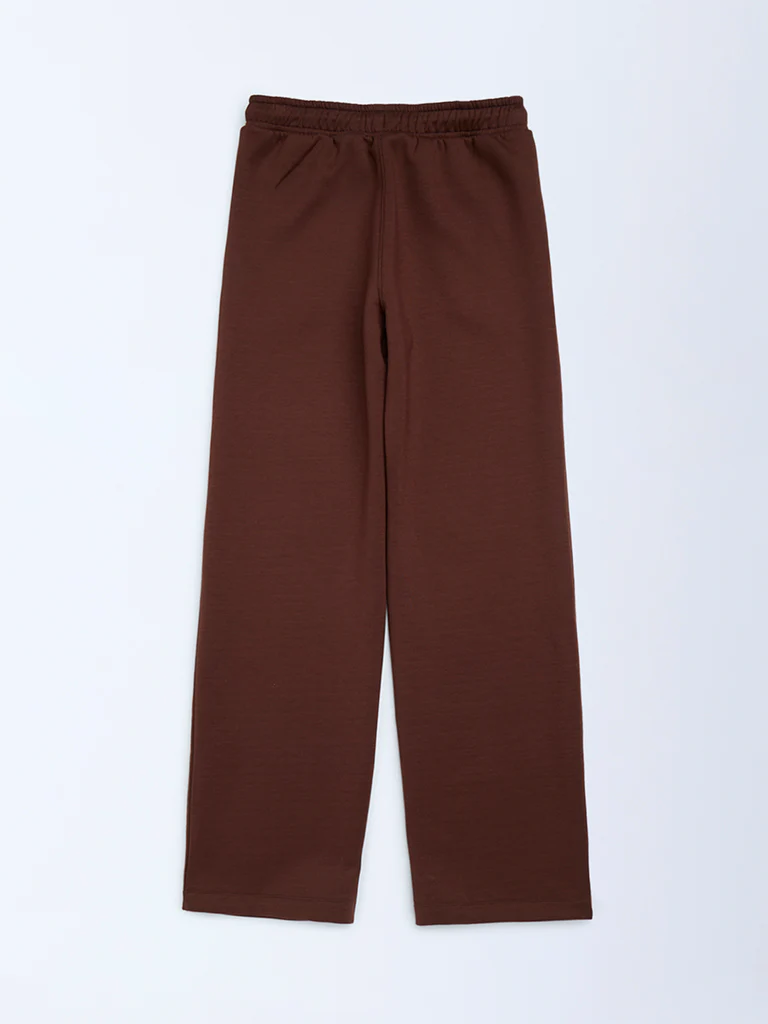 Y&F Kids Boys Dark Brown Printed Mid-Rise Pants - Image 2