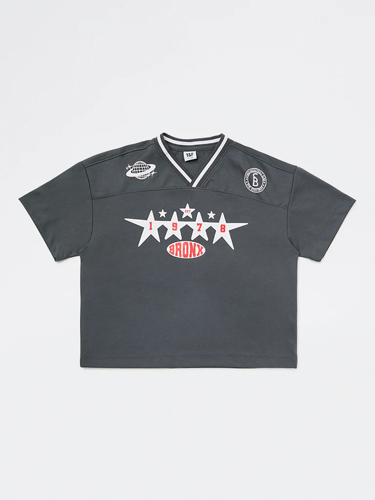 Y&F Kids Boys Dark Grey Printed T-Shirt - Image 3