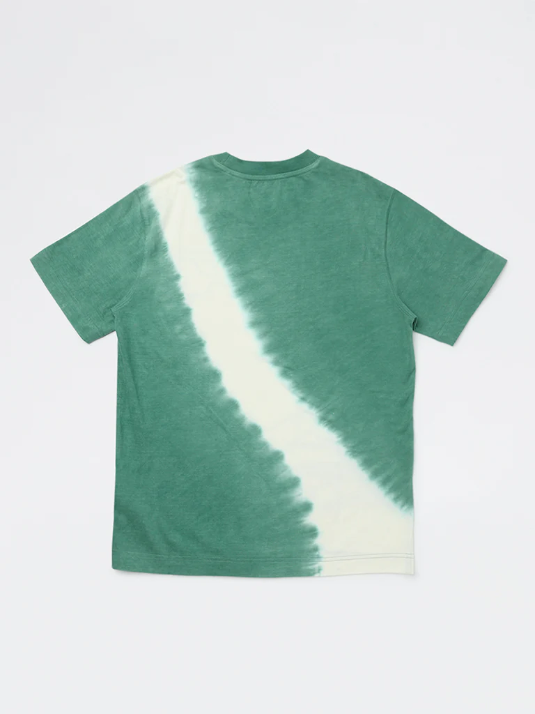 Y&F Kids Boys Green Tie-Dye Cotton T-Shirt - Image 2