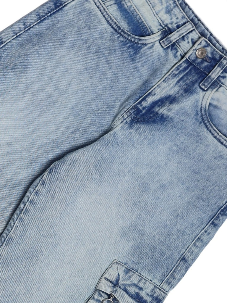 Y&F Kids Boys Light Blue Cargo Pocket Skater-Fit Jeans - Image 5