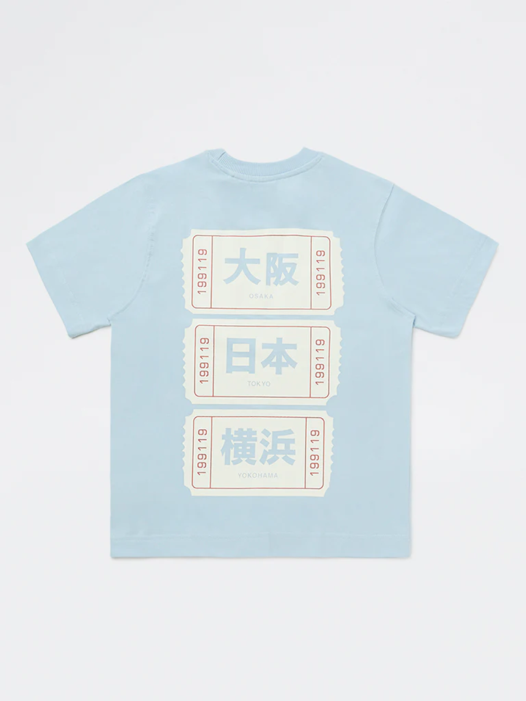 Y&F Kids Boys Light Blue Printed Cotton T-Shirt - Image 4