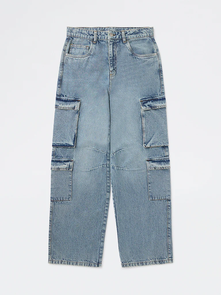 Y&F Kids Boys Light Blue Washed Mid-Rise Jeans