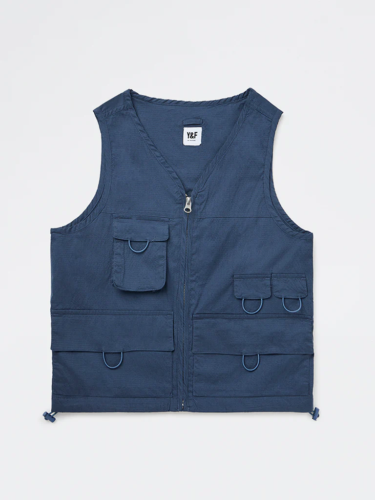 Y&F Kids Boys Navy Cotton-Blend Jacket - Image 3