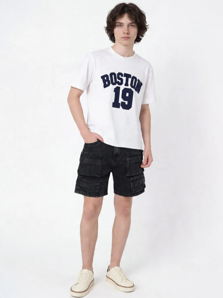 Y&F Kids Boys Off-White Boston Graphic Print Cotton T-Shirt