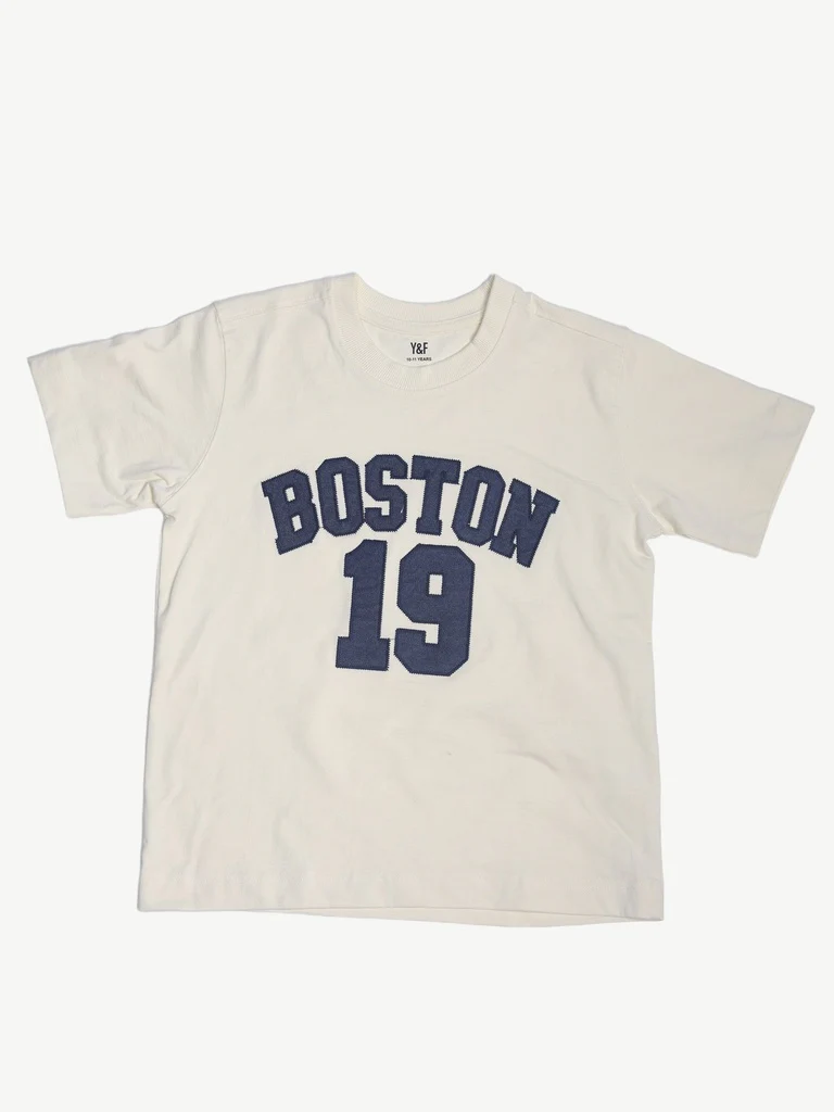 Y&F Kids Boys Off-White Boston Graphic Print Cotton T-Shirt - Image 3