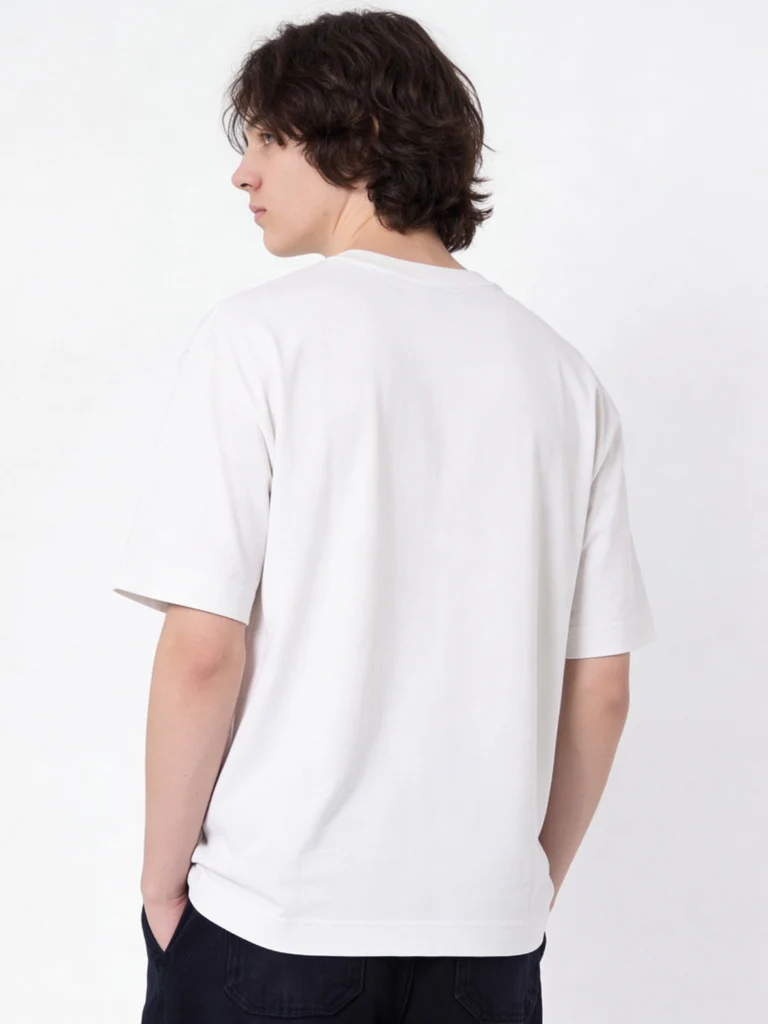 Y&F Kids Boys Off-White Embossed Cotton T-Shirt - Image 2