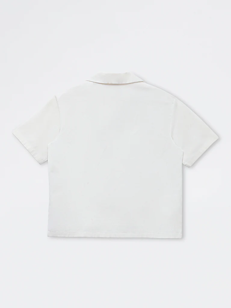 Y&F Kids Boys Off-White Japanese-Inspired Cotton-Blend Shirt - Image 4
