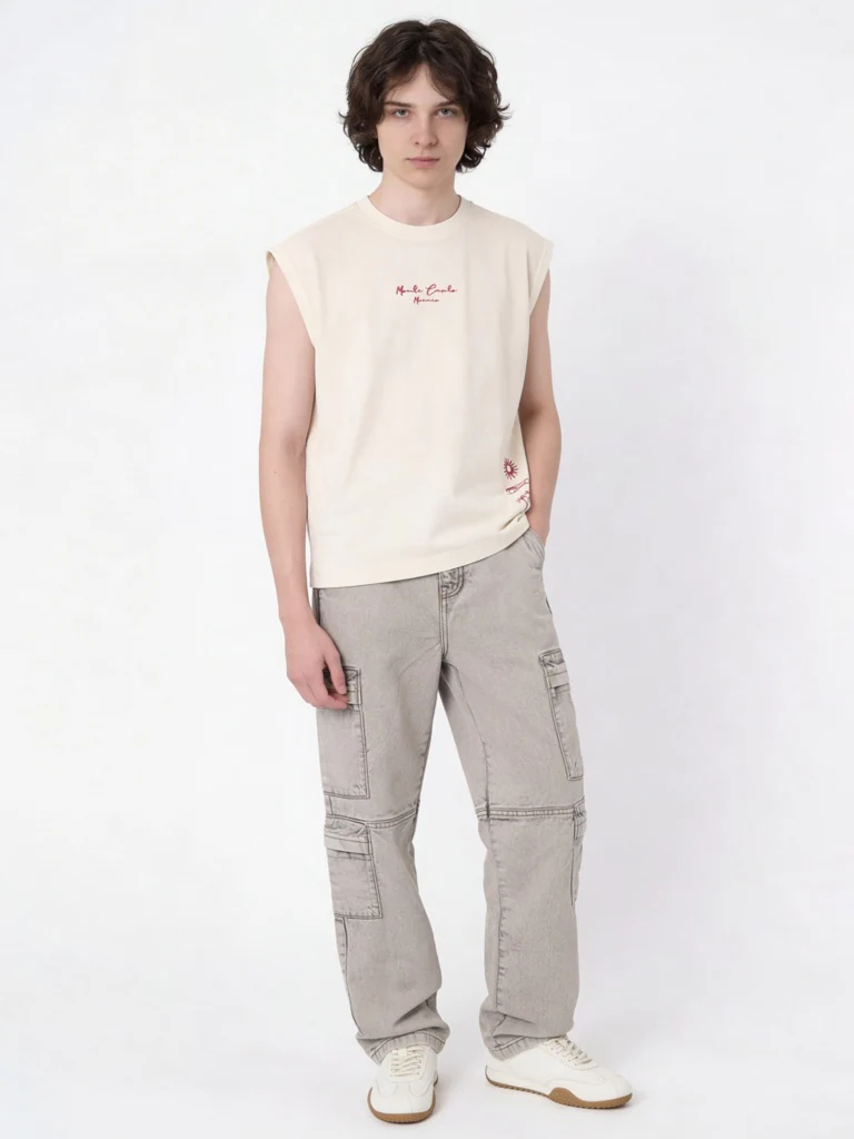Y&F Kids Boys Off-White Landscape Printed Cotton T-Shirt