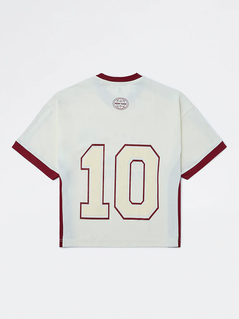 Y&F Kids Boys Off-White Printed Cotton T-Shirt - Image 2