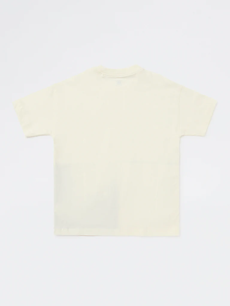 Y&F Kids Boys Off-White Printed Cotton T-Shirt - Image 4