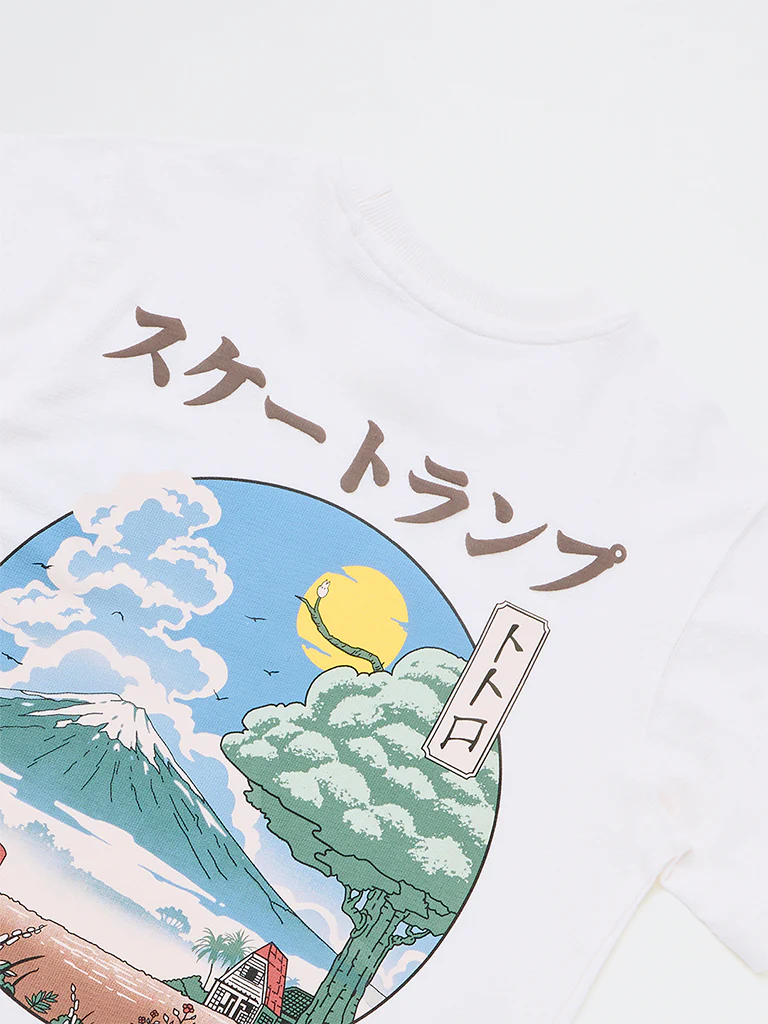 Y&F Kids Boys Off-White Scenic-Inspired Cotton T-Shirt - Image 5
