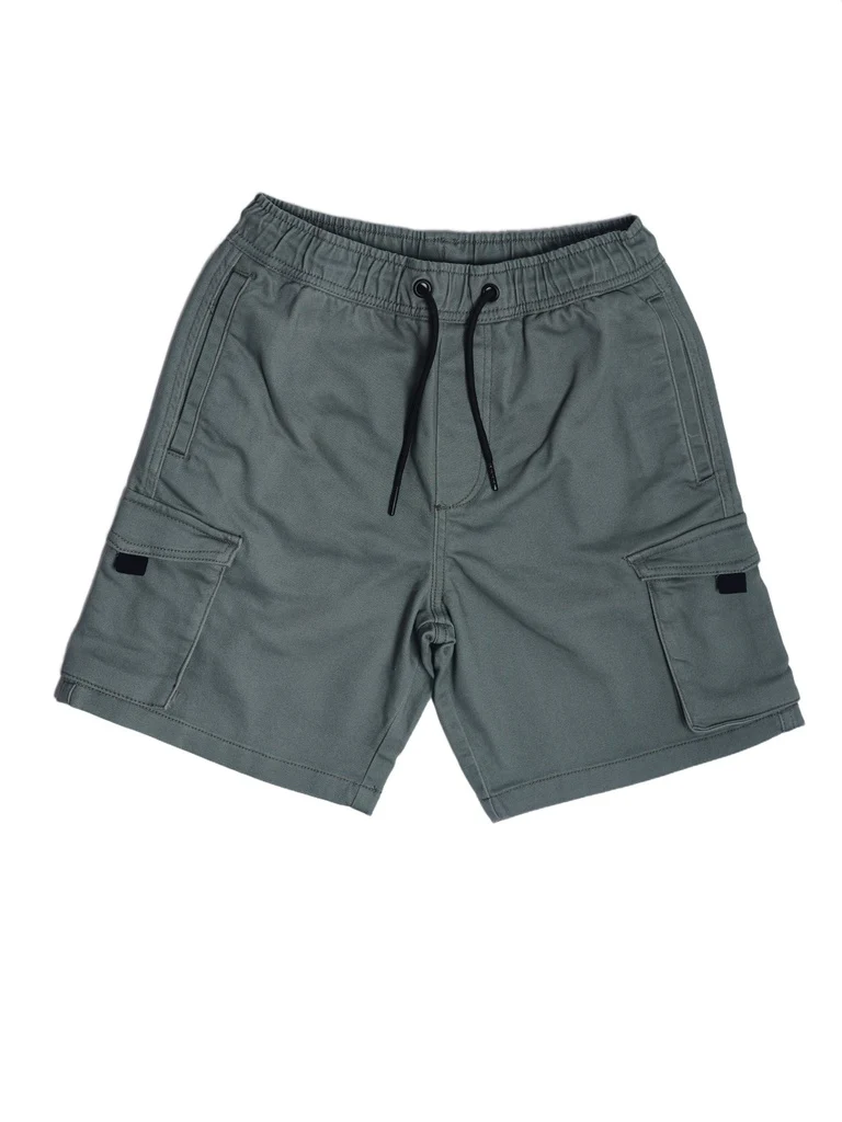 Y&F Kids Boys Olive Green Cargo Pocket Cotton-Blend Shorts - Image 4