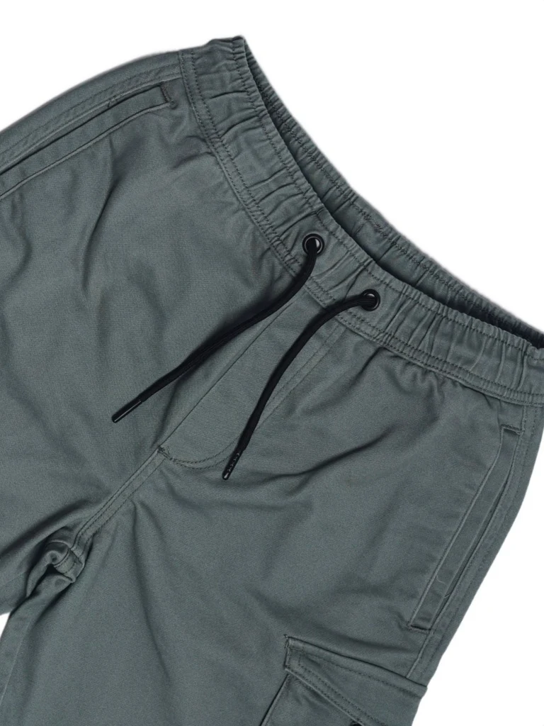 Y&F Kids Boys Olive Green Cargo Pocket Cotton-Blend Shorts - Image 6